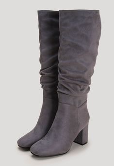 These stylish boots will make a great addition to your new season wardrobe. In a grey matt finish with slouch effect design they feature an inside zip, block heel and a round toe. Ideal for casual wear, a must-have this season! Grey Block Heels, Block Heel Knee High Boots, Heel Knee High Boots, Grey Boots, Stylish Boots, New Season, Knee High Boots, High Boots, Stockholm