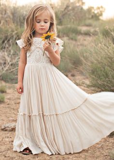 Macy Dress in Cream | Boho Maxi Dress for Little Girls | Joyfolie Waldorf Birthday, Flowergirl Dress, Lucy Rose, Curvy Wedding, Nerdy Wedding, Boho Flower Girl, Long Flower Girl Dresses, Bear Wedding, Macy Dresses