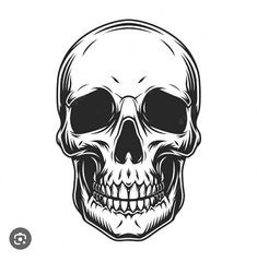 a black and white skull on a white background