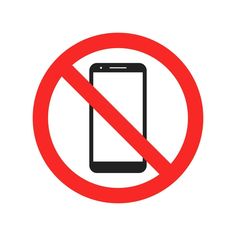 a no cell phone allowed sign on a white background with a red circle in the center