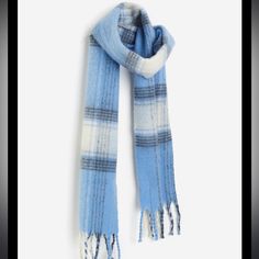 Blue Oversized Scarf H M Accessories, Accessories Blue, Oversized Scarf, Blue Plaid, Scarf Wrap, Woven Fabric, Scarf Accessory, Color Blue, H&m