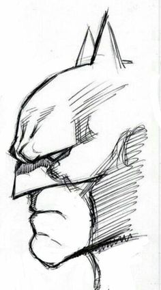 a black and white drawing of a batman mask