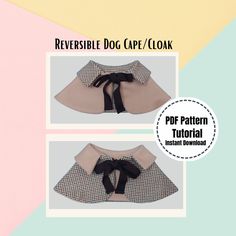 the reverse image shows how to sew a reversible dog cape / cloak