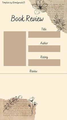 the book review page is shown with flowers and leaves on it, as well as an old