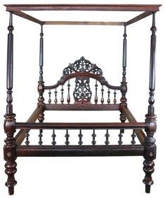 an old fashioned wooden bed frame