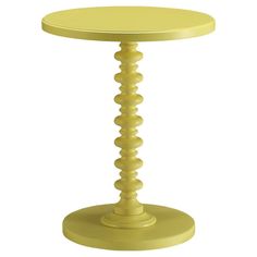 a small green table with a round base on the top and bottom, sitting on a white background