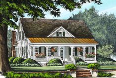 this is an artist's rendering of the country house plans for small homes and cottages