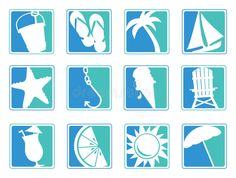 blue and white beach icons royalty illustration