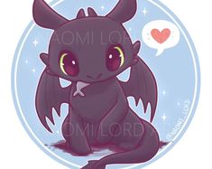 a cute little dragon sitting in front of a heart