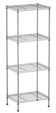 four tier shelving unit in chrome steel