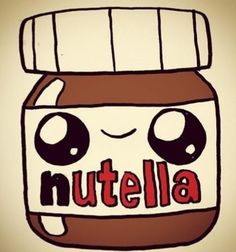 a jar of nutella with the words nutella on it's side and eyes drawn