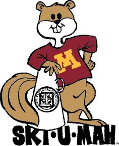 the logo for sku - mah is shown in black and white, with an image of a squirrel holding a bag