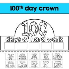 100 days of hard work worksheet for children to practice counting and number recognition