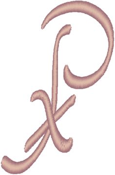 the letter k is made up of pink thread and stitched together to form an elegant monogram