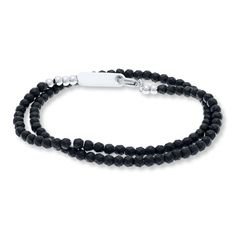 This distinctive men's bracelet, styled in stainless steel, features dramatic hematite beads. The 8-inch bracelet secures with a lobster clasp. Jewelry Advice, Boys Jewelry, Hematite Bracelet, Hematite Stone, White Bracelets, Kay Jewelers, Men's Bracelet, Hematite Beads, Boys Accessories