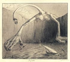 a drawing of a man falling off his head into the water with another person in the background