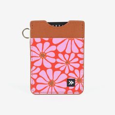 Emmeline | Vertical Wallet | Red/PInk Thread Wallets, Rfid Technology, Mantra Bands, Keychain Clip, Lip Balm Holder, Wrist Lanyard, Slim Leather Wallet, Your Cards, Key Hook