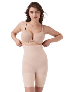 PRICES MAY VARY. Double-layered panels at thighs, Smoothing tummy panel Partially lined High-waisted SPANX shorts with a slimming tummy panel and ruched back seam; Smooth fabric creates a seamless look, and double-layered panels smooth the thighs Incredible Support: Looking for lightweight all-day tummy control? You're in the right place; This body shaper for women doesn't ride up and has no center seam, so it's totally invisible under clothes Meet the SPANX Seamless Higher Power Short-the secre Womens High Waisted Shorts, Mid Thigh Shorts, High Waist Shorts, Women's Shapewear, Body Shapers, Higher Power, High Waisted Shorts, Shapewear, Put On