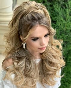 High Bun Bride Hair, Elegant Half Up Half Down Hairstyles Wedding Bride, Bridesmaids Hairstyles Half Up Half Down, Pageant Hair, Mother Of The Bride Hair, Elegant Wedding Hair, Long Hair Wedding Styles, Front Hair Styles, Wedding Hair Inspiration