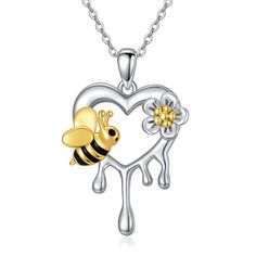 PRICES MAY VARY. ♥Bees symbolize love,(you are the queen bee in my life, because of you life is sweet )An absolutely delightful necklace, you can buy it as a unique gift to someone you love. life is the flower for which love is the honey, Rich colors light up our lives” Simple and cute bee necklace, Great for women that love honey bees and nature ♥Bee necklace made of Fine 925 sterling silver, and tested according to Swiss standards, 100% safe for Sensitive skin ♥Bee Pendant Necklace Size: 23.3* Heart Shaped Pendant Necklace, Infinity Pendant, Infinity Love, Bee Pendant, Bee Necklace, Mens Anniversary Gifts, Honey Bees, Bird Jewelry, Trendy Necklaces