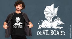 Devil wild pig t-shirt design Devil Wings, Pig Shirt, Wild Pig, Design Typography, Typography Poster