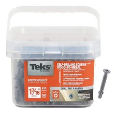 teks self drilling screws in plastic container with screwdriver on the side