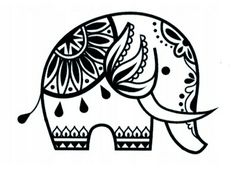 an elephant with patterns on it's back