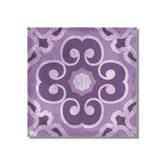 a purple and white tile with swirls on it