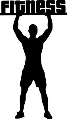 a man holding up the word fitness on his chest and arms in front of him