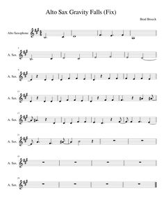 sheet music with the words alto sax gravity fills fbx on it and an image of