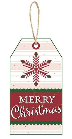 Merry Christmas Luggage Tag Wooden Sign: Red Green White - 12 Inches x 6.5 Inches Merry Christmas Tags, Wreath Making Supplies, Rustic Wooden Sign, Christmas Signs Wood, The North Pole, Christmas Bow, Holiday Signs, Handmade Wreaths, Snowflake Designs