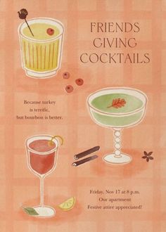 an advertisement for friends giving cocktails