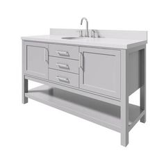 a double sink vanity with two faucets on each side and marble counter top