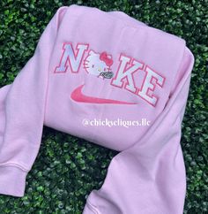 Kitty Pow x Check Embroidery Crewneck Sweatshirt Easy 30 day return policy Shorts And A T Shirt, Hello Kitty Nike Sweatshirt, Cute Hoodies For Women, Colorful Clothes Aesthetic, Cool Shoes For Men, Check Embroidery, Embroidered Apparel, Embroidery Crewneck, Cool Shoes