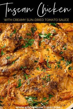 this creamy sun - dried tomato sauce is the perfect side dish for any chicken entree