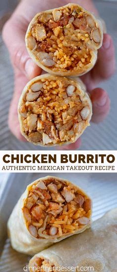 chicken burrito with mexican tartilla in the middle, and an open burrito on