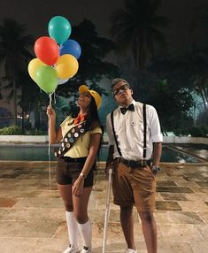 Couple halloween costumes Up Halloween Costume Couple, Russel Halloween Costume, Friends Customes Ideas, Couple Fantasy Party, Up Couples Costume, Up Movie Halloween Costume, Russel From Up Costume, Couples Costume 2023, Up Couple Costume