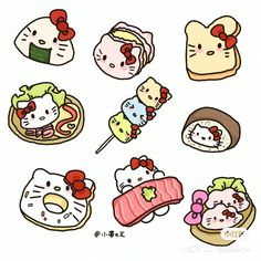 hello kitty food stickers are shown here