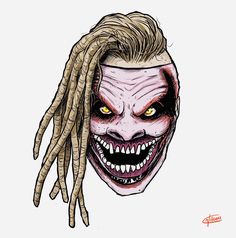 a drawing of a creepy clown with dreadlocks