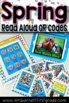 some qr code cards with the words spring read aloud