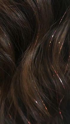 Gorgeous glitter hairstyle ideas | Hairstyle tutorial ideas | Easy hairstyle ideas Silver Hair Tinsel Brunette, Hair Tinsel Ideas For Brunettes, Pink Hair Tinsel Brunette, Hair Tensil Brown Hair, Brown Hair Tinsel, Dark Brown Hair With Tinsel, Black Hair With Tinsel, Hair Tinsel Black Hair, Hair Tinsel Brunette