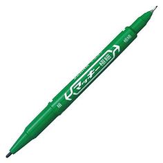 the pen is green and has white writing on it, with an eraser in the middle