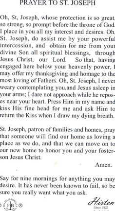 the letter from st joseph to his mother