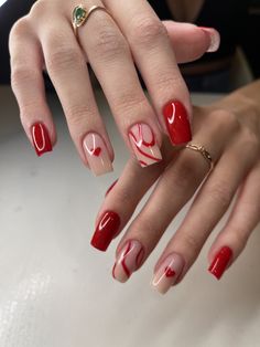 Wow Nails, Red Acrylic Nails, Blush Nails, Pretty Acrylic Nails, Short Acrylic Nails, Valentine's Day Nails, Valentines Nails, Square Nails, Cute Acrylic Nails