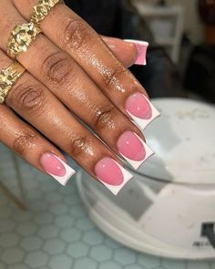 Nude Pink Nails With Rhinestones, Curved Nails, Drip Nails