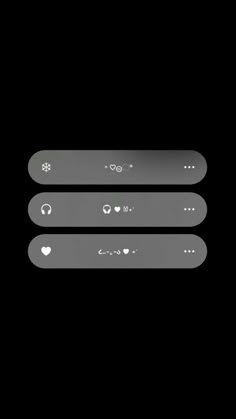 three black and white buttons are shown in the dark background, with hearts on them