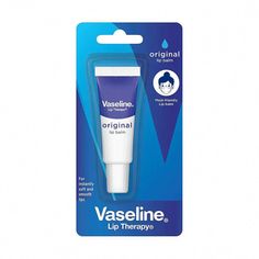 a tube of vaseline lip therapy on a white background