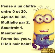 pense à 1 chiffre entre 0 et 20 Minion Humour, Minion Jokes, Funny French, A Minion, Funny Emoticons, Minion Quotes, Minions Quotes, Memes Humor