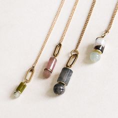 Modern Necklaces With Natural Stones For Jewelry Making, Tourmalated Quartz, Stone Statement Necklace, Tourmalinated Quartz, Stacked Necklaces, Stacked Stone, Peach Moonstone, Banded Agate, Strawberry Quartz