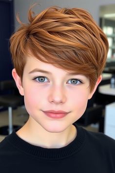 Rich Auburn Tousled Layers, trendy haircut for young boys, Youthful Hairstyle for Tween Boys Boys Flow Haircut, Boys Haircut Trendy Long On Top, Tousled Layers, Medium Length Waves, Youthful Hairstyles, Wedding Color Schemes Spring, Curly Undercut, Auburn Color, Classic Haircut